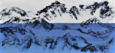 Snow-art 5, 2020, Oel auf Papier, 40 x 90 cm